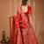 red silk blend zari woven saree