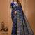 dark blue silk blend zari woven saree