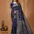 dark blue silk blend zari woven saree