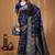 dark blue silk blend zari woven saree