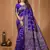 blue silk blend zari woven saree