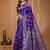 blue silk blend zari woven saree