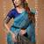 sky blue silk blend zari woven saree