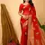red organza sequin saree