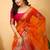 orange organza sequin saree