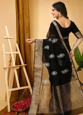 black organza sequin saree 3