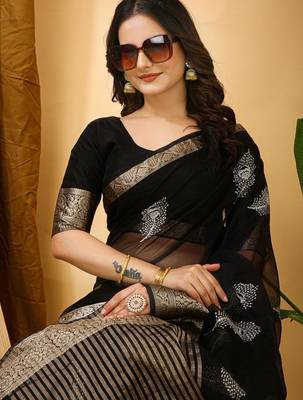 black organza sequin saree 5