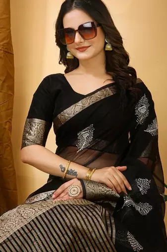 black organza sequin saree