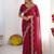 rani pink georgette zari embroidered saree with blouse