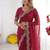 rani pink georgette zari embroidered saree with blouse