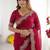 rani pink georgette zari embroidered saree with blouse