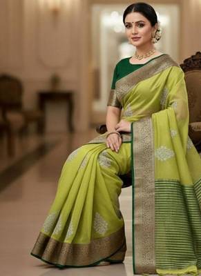 perrot green organza embroidered saree 2