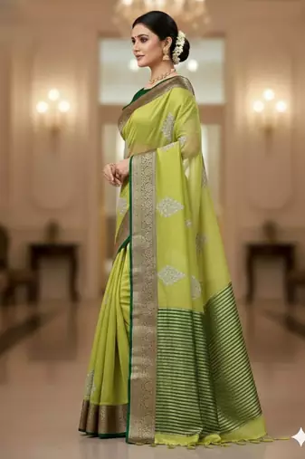 perrot green organza embroidered saree