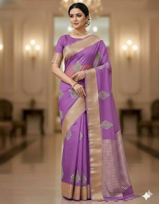 levender organza embroidered saree 1