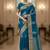 aqua blue organza embroidered saree