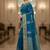 aqua blue organza embroidered saree