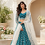 Teal Blue Embroidered Net Lehenga Choli Festival Wear Collection