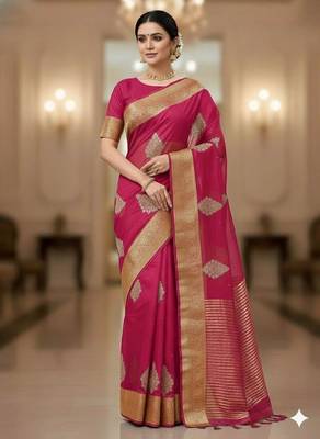 pink organza embroidered saree 1