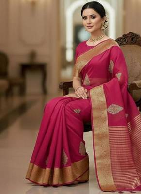 pink organza embroidered saree 2