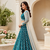 Teal Blue Embroidered Net Lehenga Choli Festival Wear Collection