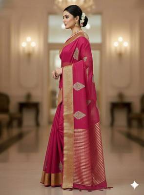 pink organza embroidered saree 3