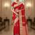 red organza embroidered saree