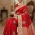 red organza embroidered saree