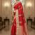 red organza embroidered saree