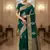 green organza embroidered saree