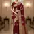 maroon organza embroidered saree