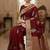 maroon organza embroidered saree