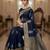 navy blue organza embroidered saree