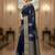 navy blue organza embroidered saree