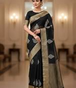 black organza embroidered saree