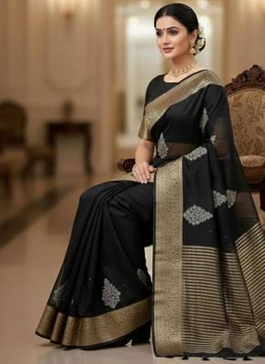 black organza embroidered saree 3