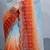 sky blue-orange satin silk blend pedding multi sequin embroidered saree with blouse