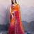 orange satin silk blend sequin embroidered saree with blouse