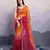 orange satin silk blend sequin embroidered saree with blouse