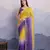 yellow satin silk blend sequin embroidered saree with blouse