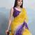 yellow satin silk blend sequin embroidered saree with blouse