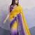 yellow satin silk blend sequin embroidered saree with blouse