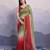 mehendi green satin silk blend sequin embroidered saree with blouse