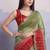 mehendi green satin silk blend sequin embroidered saree with blouse