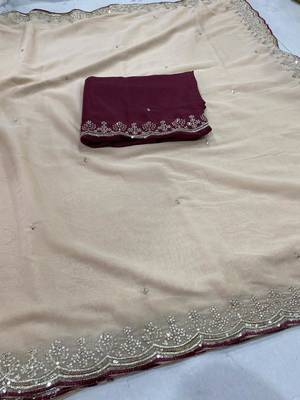 chiku star georgette embroidered arco border saree 4