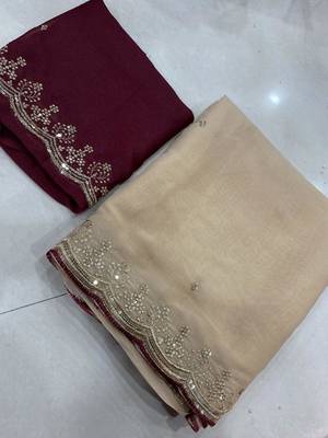 chiku star georgette embroidered arco border saree 5