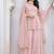 Heavy georgette party wear sharara suit in light pink color with embroidery work