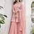 Heavy georgette party wear sharara suit in light pink color with embroidery work