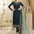 Pure silk party wear salwar suit in teal color with embroidery & crystal stone work