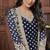 Butterfly net fabric party wear suit in blue color with embroidery & crystal stone work