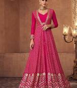 Real georgette party wear 3pcs pink color with embroidery work